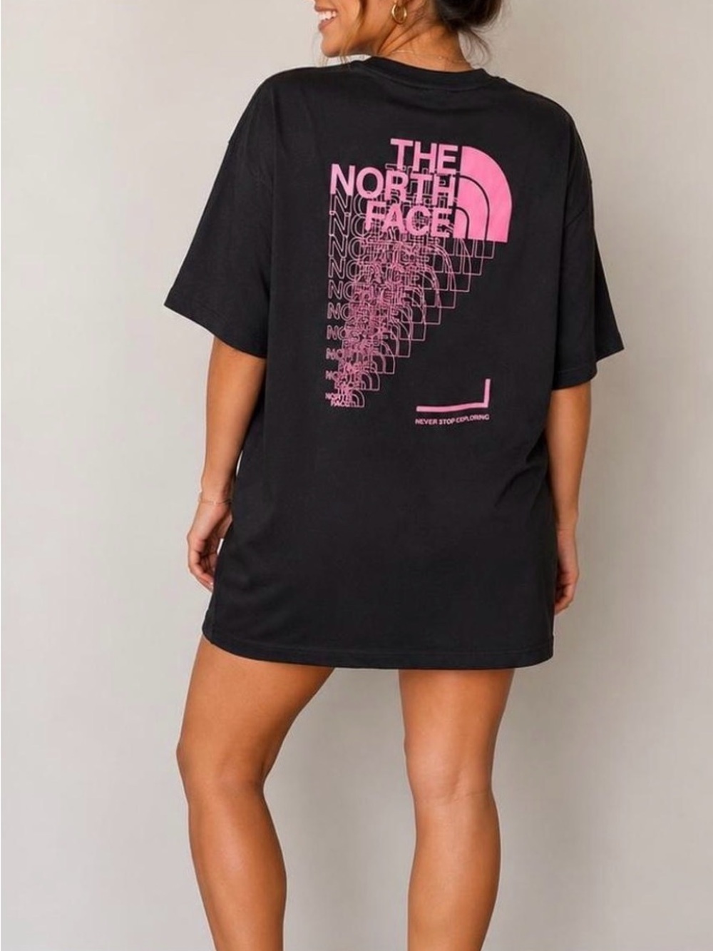 The North Face Black Tee Dress with Pink Graphic